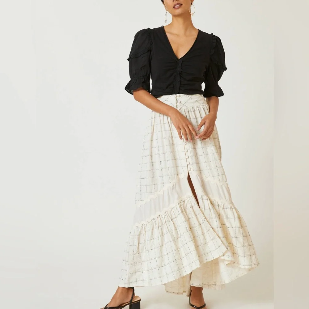 Anthropologie Dreamy Ruched Ruffle White Top Size 1X - Picture 9 of 9